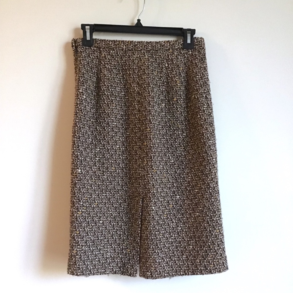 Ann Taylor LOFT brown wool tweed pencil skirt - Picture 6 of 8